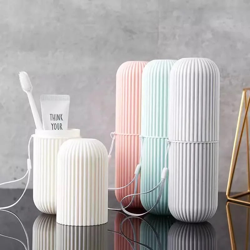 Portable Toothbrush Holder Case Toothpaste Storage Cup Household Travel (random color)