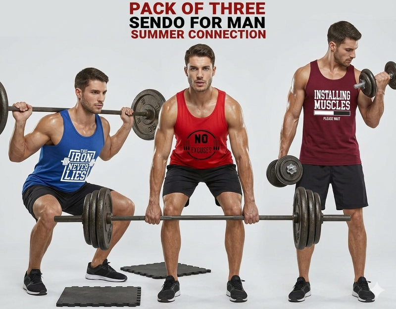 3 PCs of Men's Summer Cotton Sando Vest Sleeveless Tank Top Breathable Soft Lightweight Casual Gym Sports Innerwear Comfortable (
