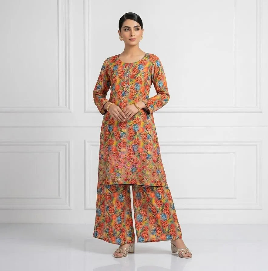 Multicolor Lawn Printed Kurta Set for Women