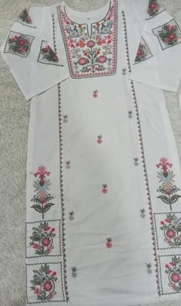 Women Cotton Embroidered Shirt Trouser Set Multi Size