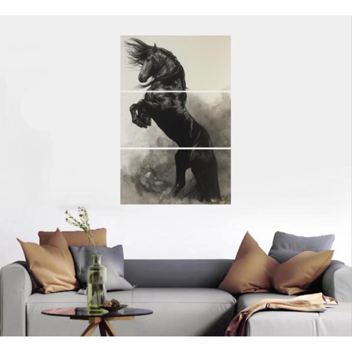 3 Pc Black Horse Wall Décor Photo Tiles