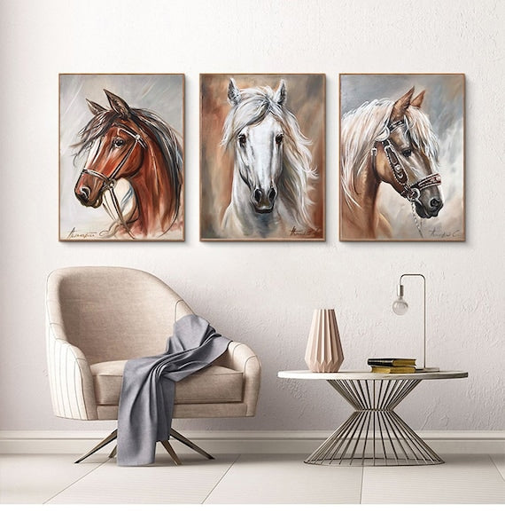 3 Pc Horse Wall Décor Photo Tiles