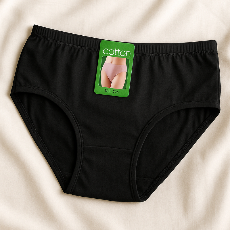 2 Pcs Women’s Cotton Plain Panties – Soft &amp; Comfortable Underwear (Skin, Black | S/M/L)